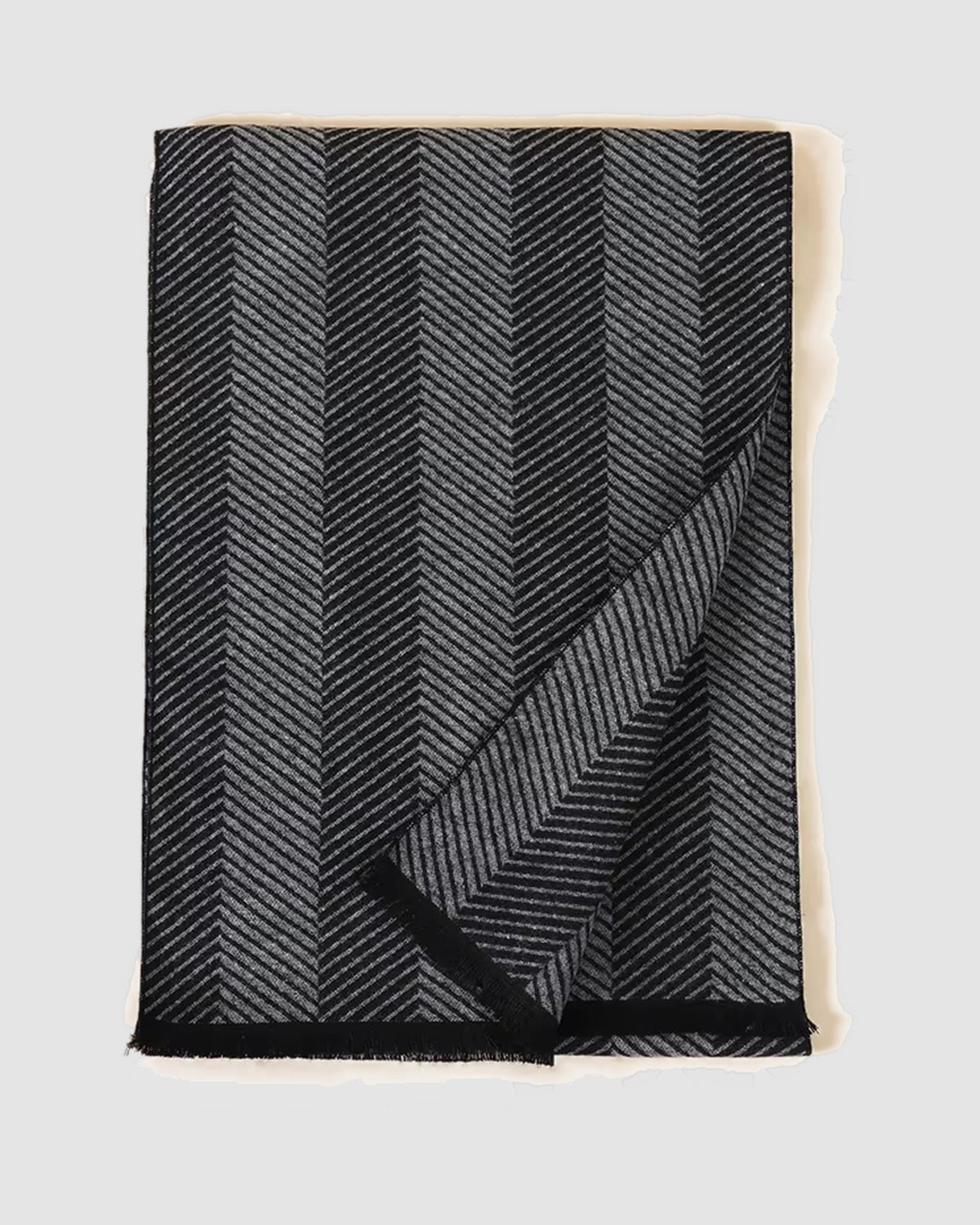 Herren Schal mit Fischgrätmuster – Schwarz/Grau, Bild 3