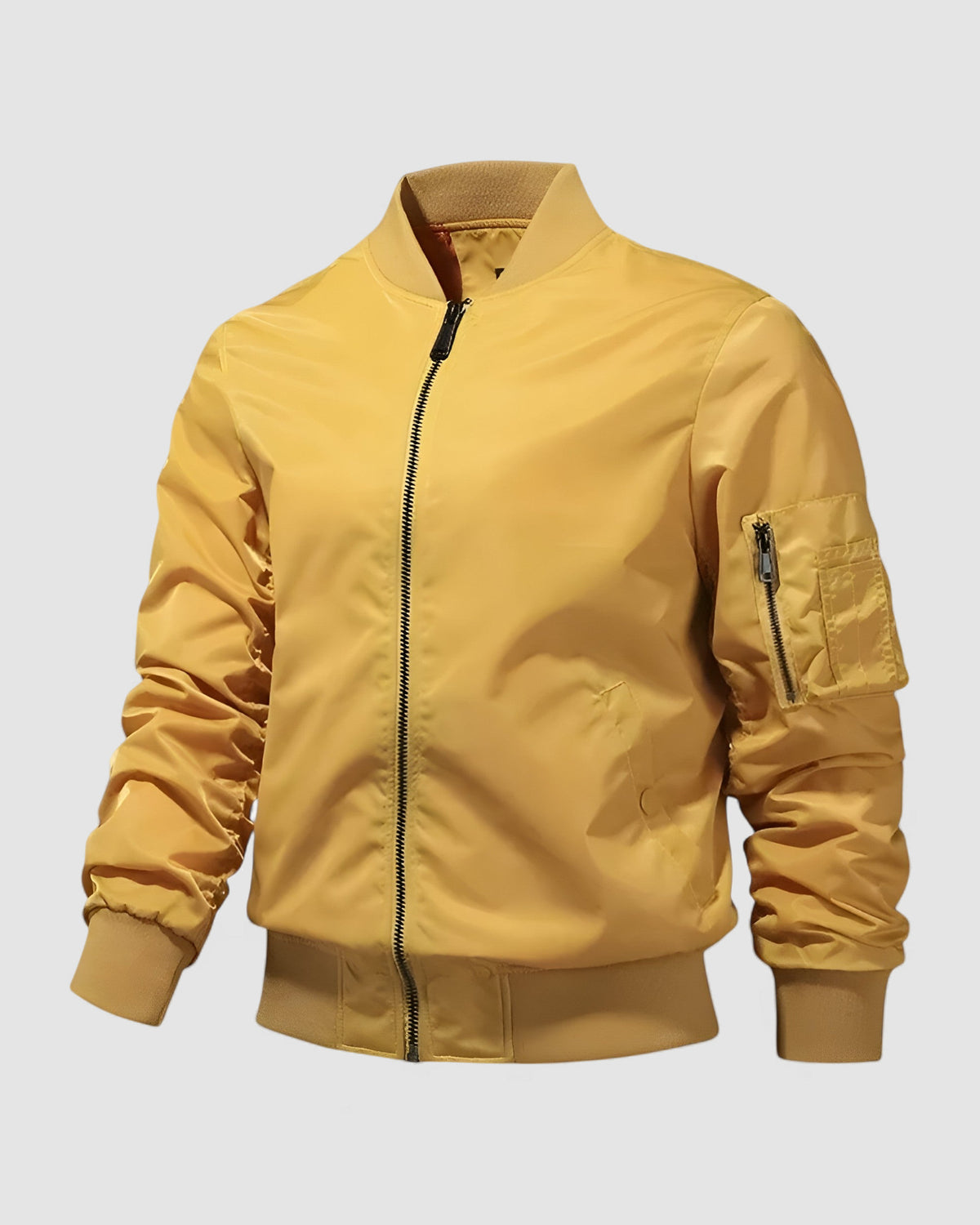Herren Pilotenjacke mit Stehkragen, unifarben in Gelb