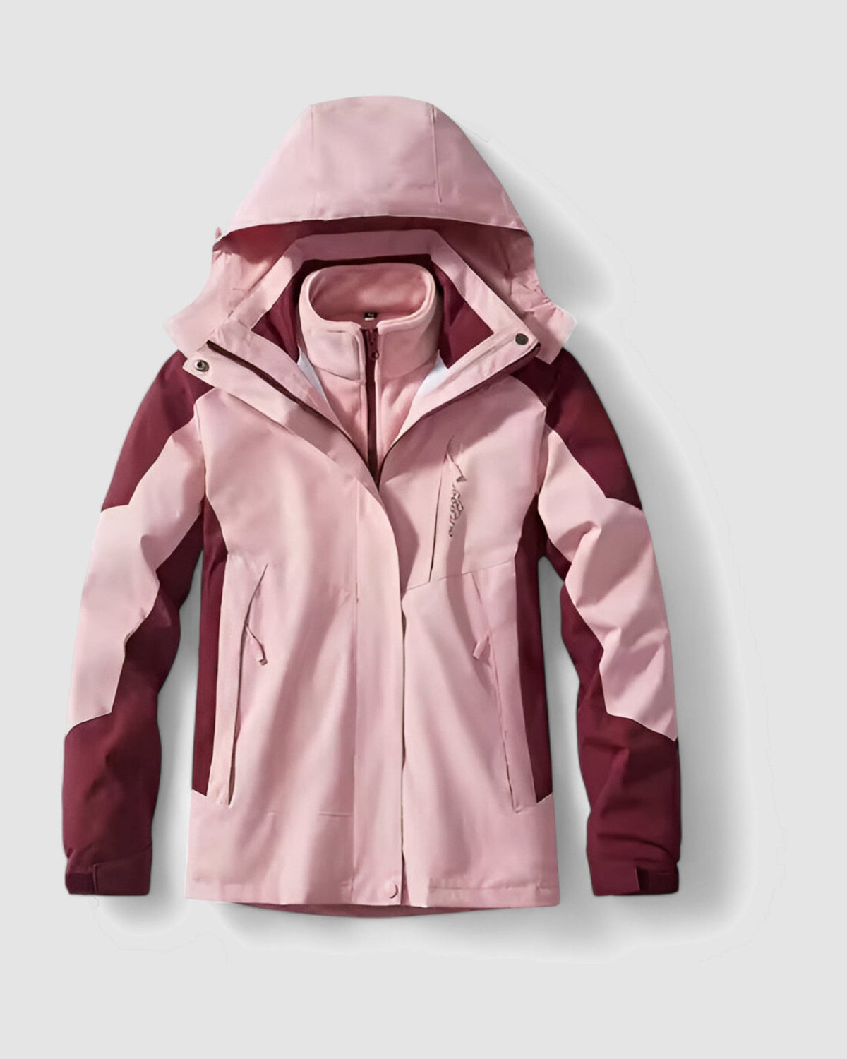Herren Outdoorjacke 3-in-1, wasserdicht mit Innenjacke in Rosa
