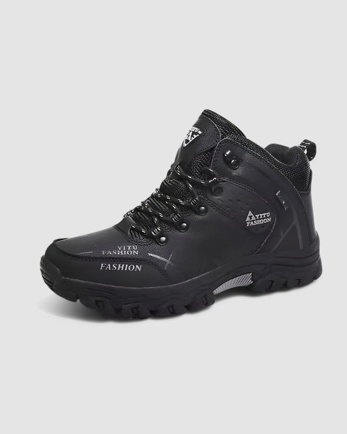 Herren Winterstiefel aus Leder, wasserdicht und gefüttert in Schwarz Plüsch