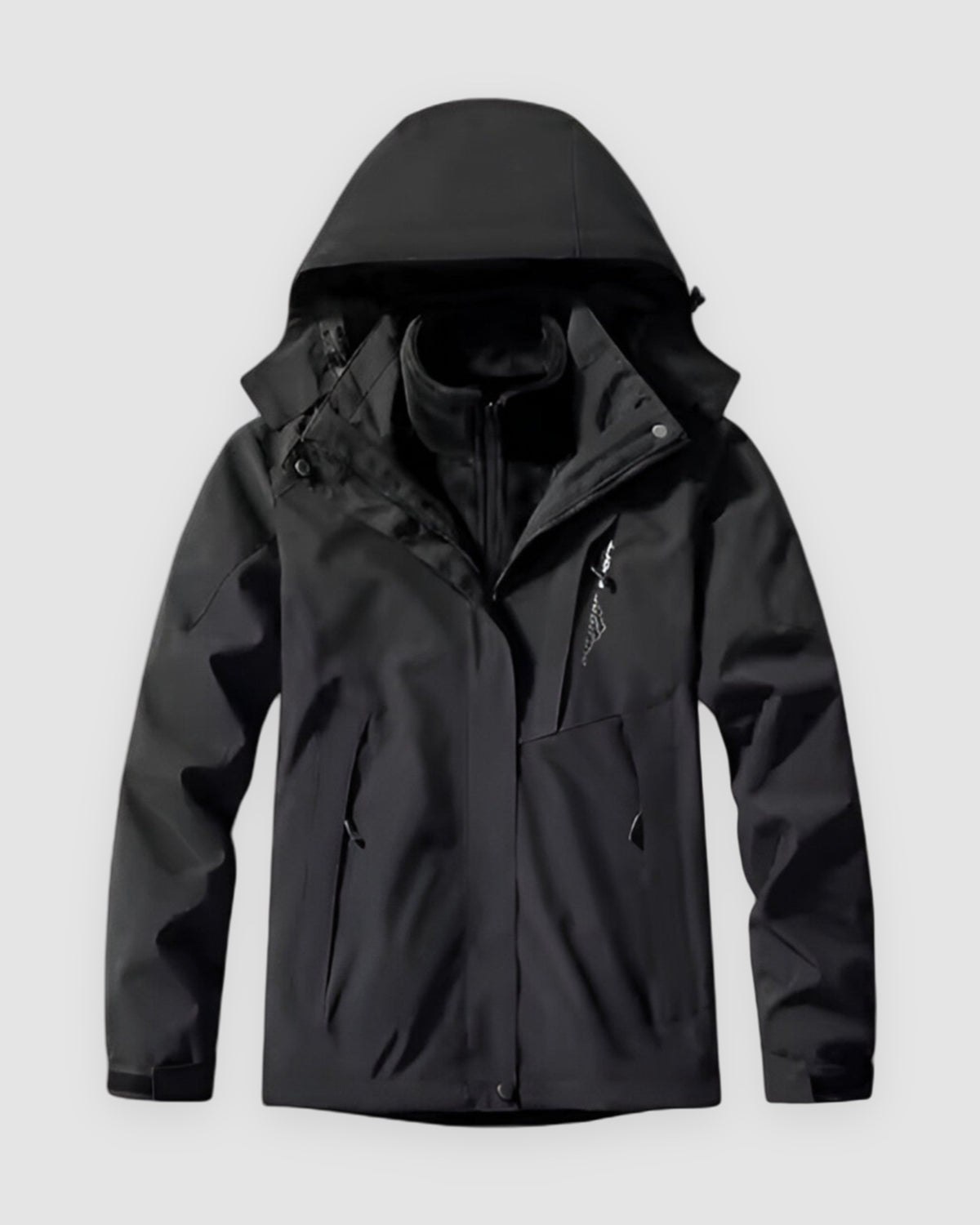 Herren Outdoorjacke 3-in-1, wasserdicht mit Innenjacke in Schwarz