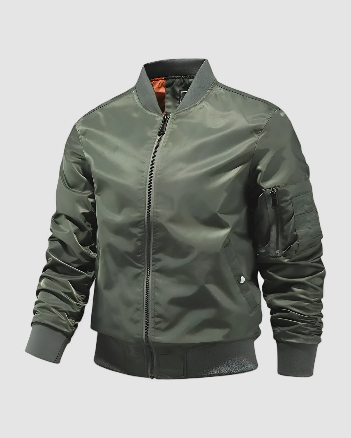 Herren Pilotenjacke mit Stehkragen, unifarben in Grau