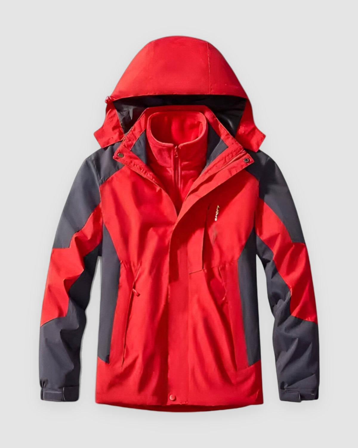 Herren Outdoorjacke 3-in-1, wasserdicht mit Innenjacke in Rot