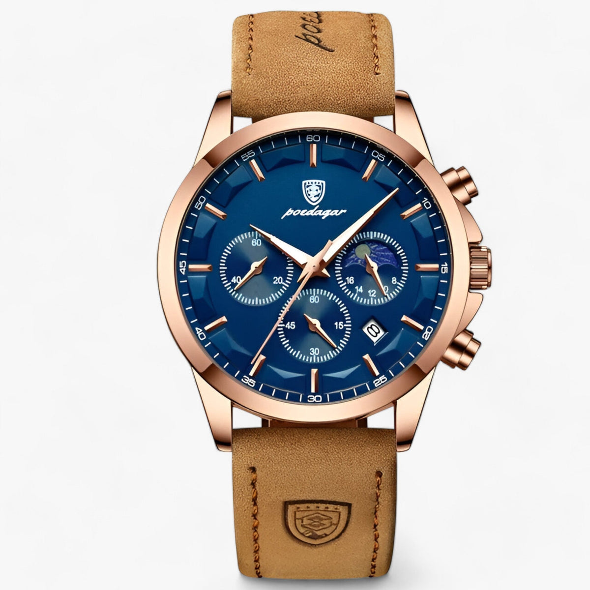 Herren Armbanduhr Chronograph Lederarmband
