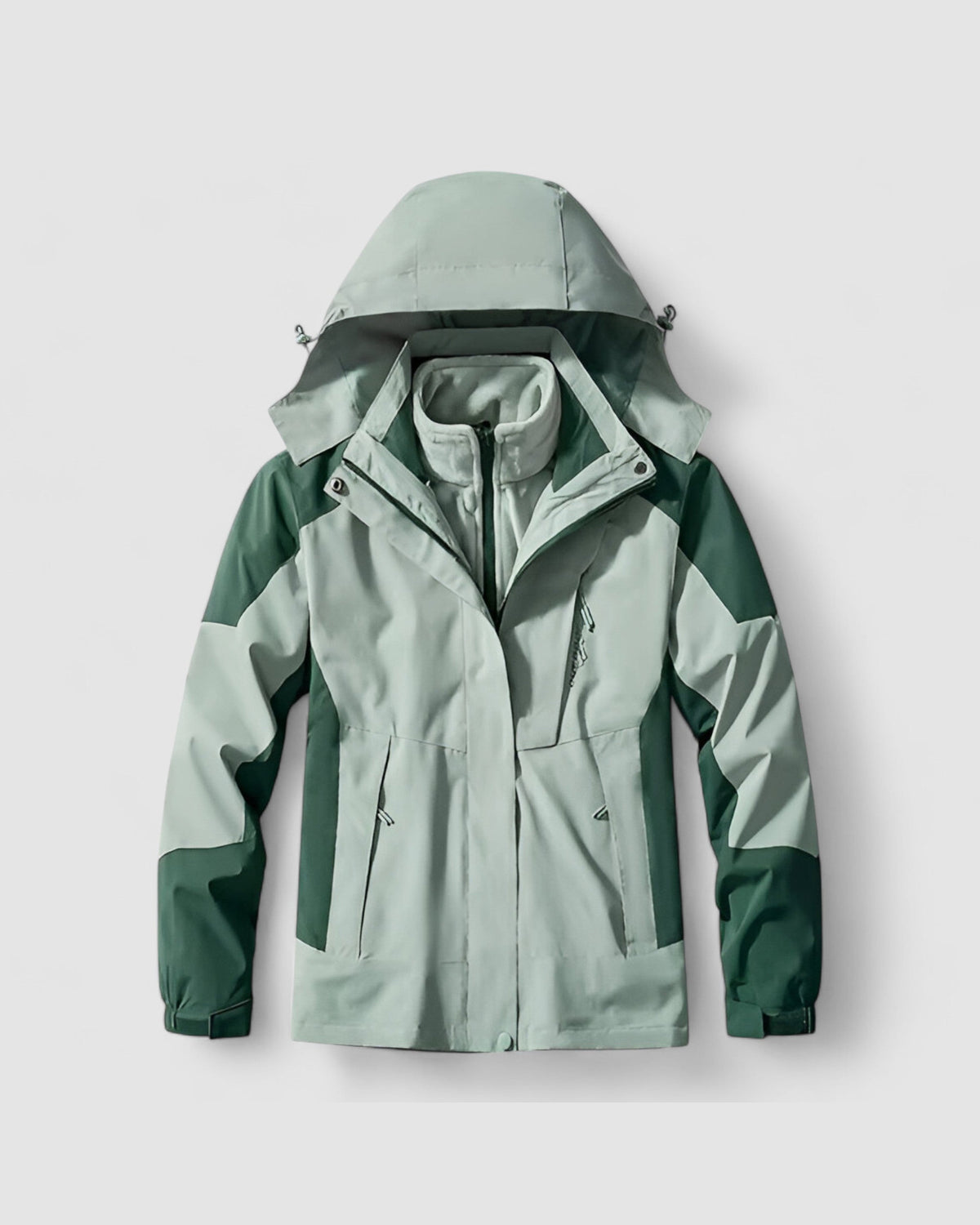 Herren Outdoorjacke 3-in-1, wasserdicht mit Innenjacke in Grün