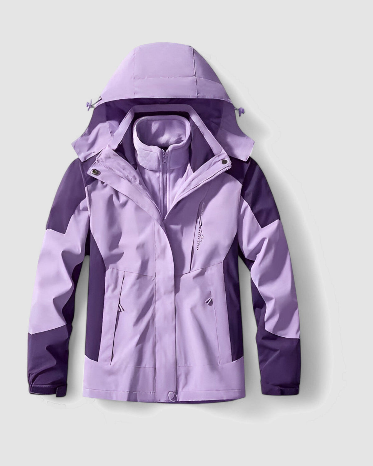 Herren Outdoorjacke 3-in-1, wasserdicht mit Innenjacke in Violett