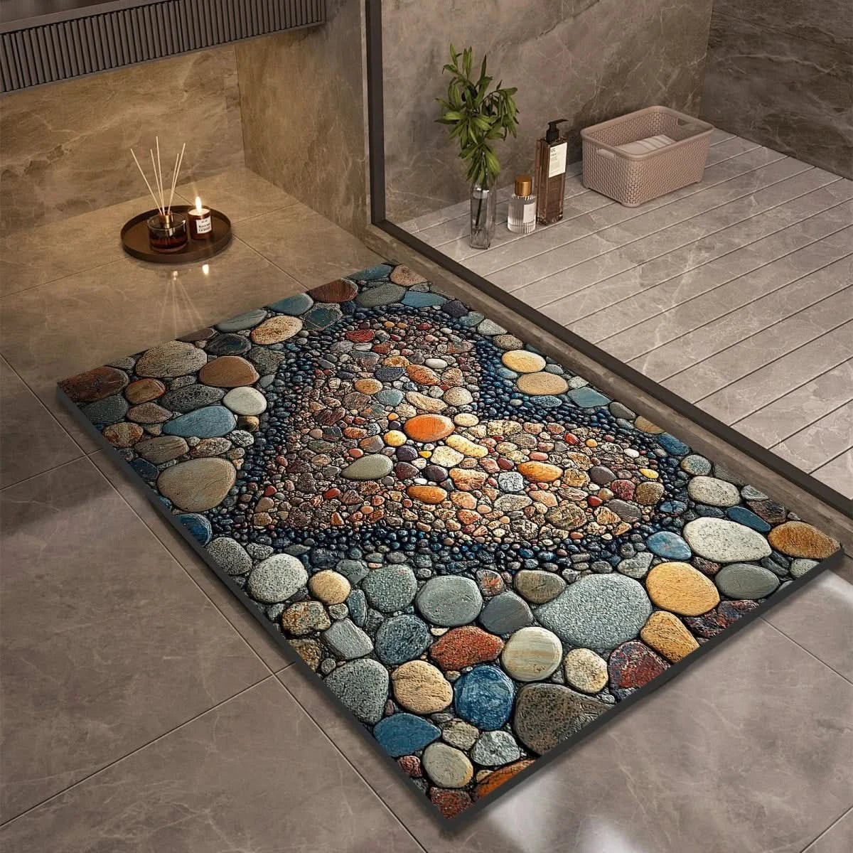 Non-Slip Stone Look Bathroom Mat