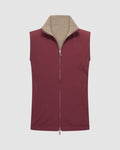 Heren omkeerbare gewatteerde mouwloze bodywarmer – kersenrood & taupe