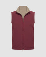Heren omkeerbare gewatteerde mouwloze bodywarmer – kersenrood & taupe