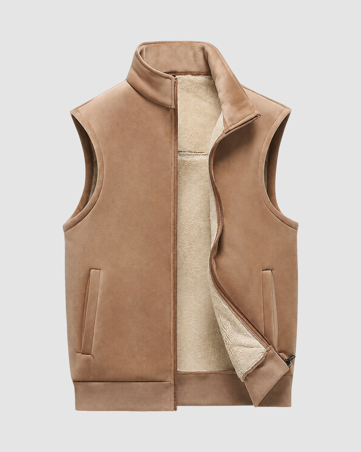 Herren Weste mit Stehkragen und Innenfutter – Khaki