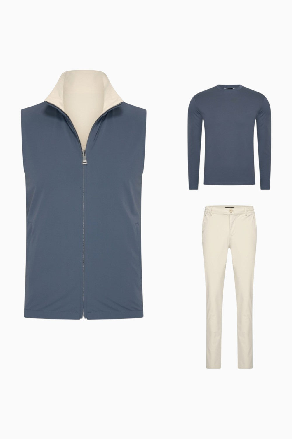 Beyoda Outfit-Set Herren Steel Blue & Soft Sand (mit Longsleeve) — Ärmel-Detail
