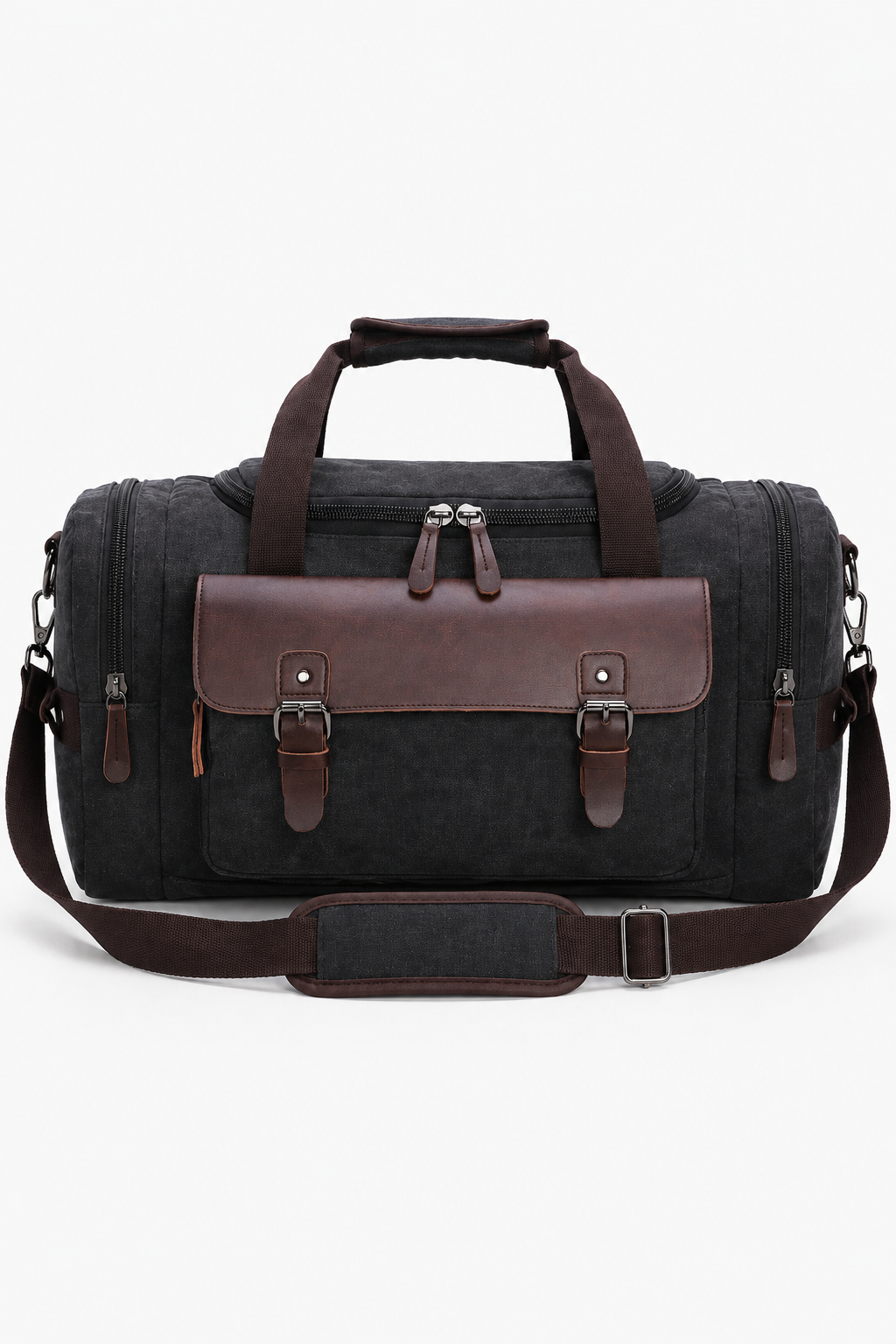Herren Canvas-Reisetasche mit Schultergurt – Schwarz