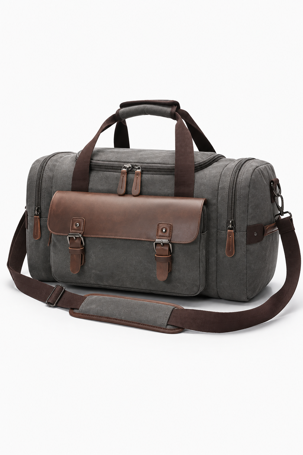 Herren Canvas-Reisetasche mit Schultergurt – Grau