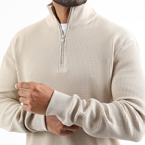 Herren Pullover - Reissverschlusskragen mit Waffeltextur