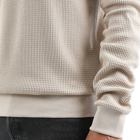 Herren Pullover - Reissverschlusskragen mit Waffeltextur