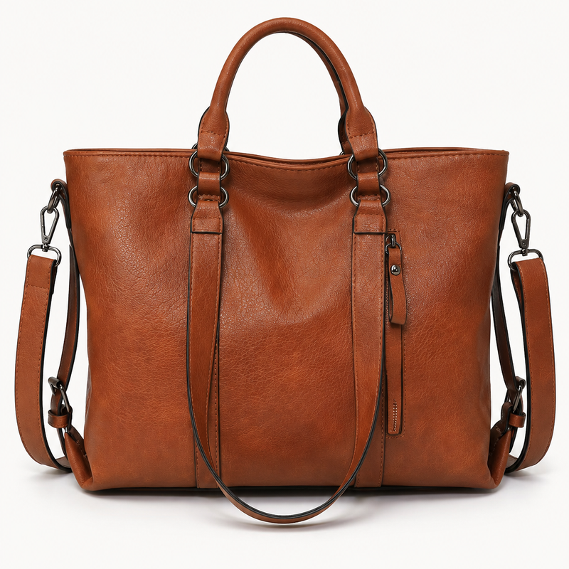Herren Tote-Crossbody-Tasche aus Kunstleder – Braun