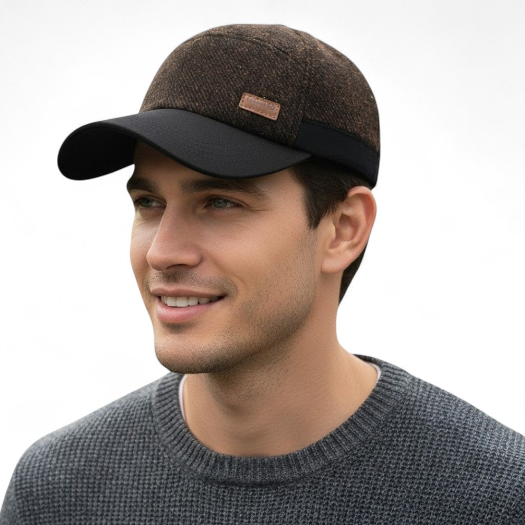 Baseball Cap : Vintage Baseballpet - Stijlvolle Warmte en Oorbescherming - Blauw in