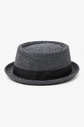 Herren Fedora-Hut Dunkelgrau mit Karomuster und Hutband