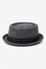 Herren Fedora-Hut Dunkelgrau mit Karomuster und Hutband