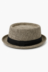 Herren Fedora-Hut Khaki mit Karomuster und Hutband