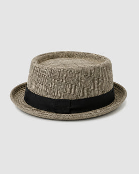 Herren Fedora-Hut mit Karomuster und Hutband – Khaki
