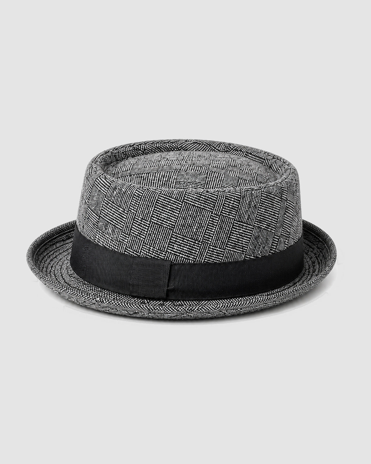 Herren Fedora-Hut mit Karomuster und Hutband – Hellgrau, Bild 2