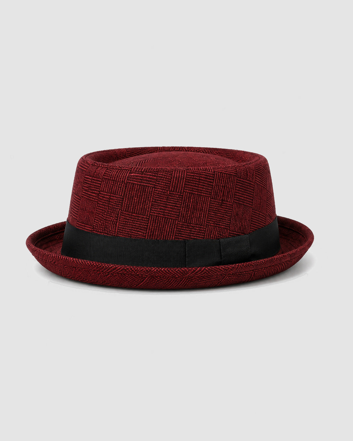 Herren Fedora-Hut mit Karomuster und Hutband – Weinrot, Bild 2